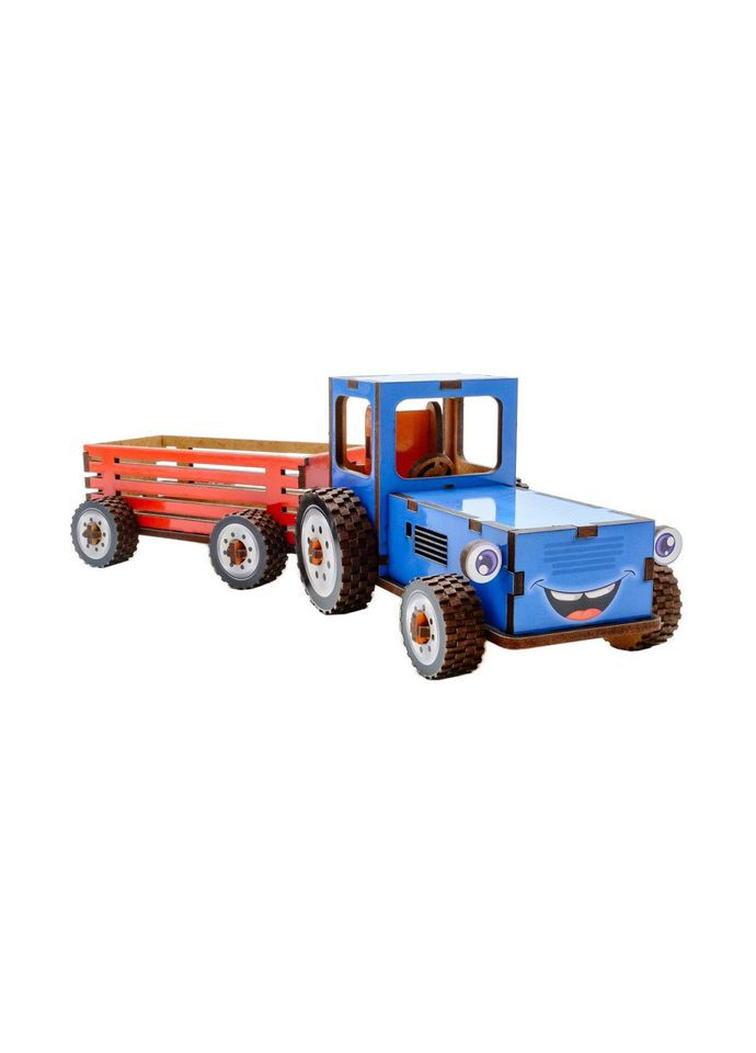 Дитячий дерев'яний 3D конструктор "Трактор" Puz-00933, 69 деталей PuzzleOK (333702904)