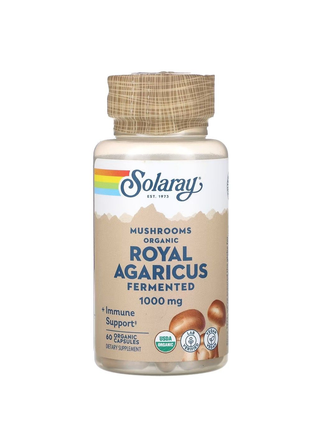 Ферментированный Королевский Агарикус Grown Fermented Royal Agaricus 500мг – 60 капсул Solaray (293944936)