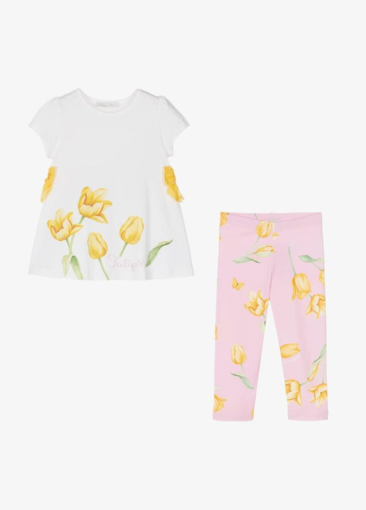 Розовый летний костюм, ст. 509/335, tulips, 110 см, 5 лет Balloon chic