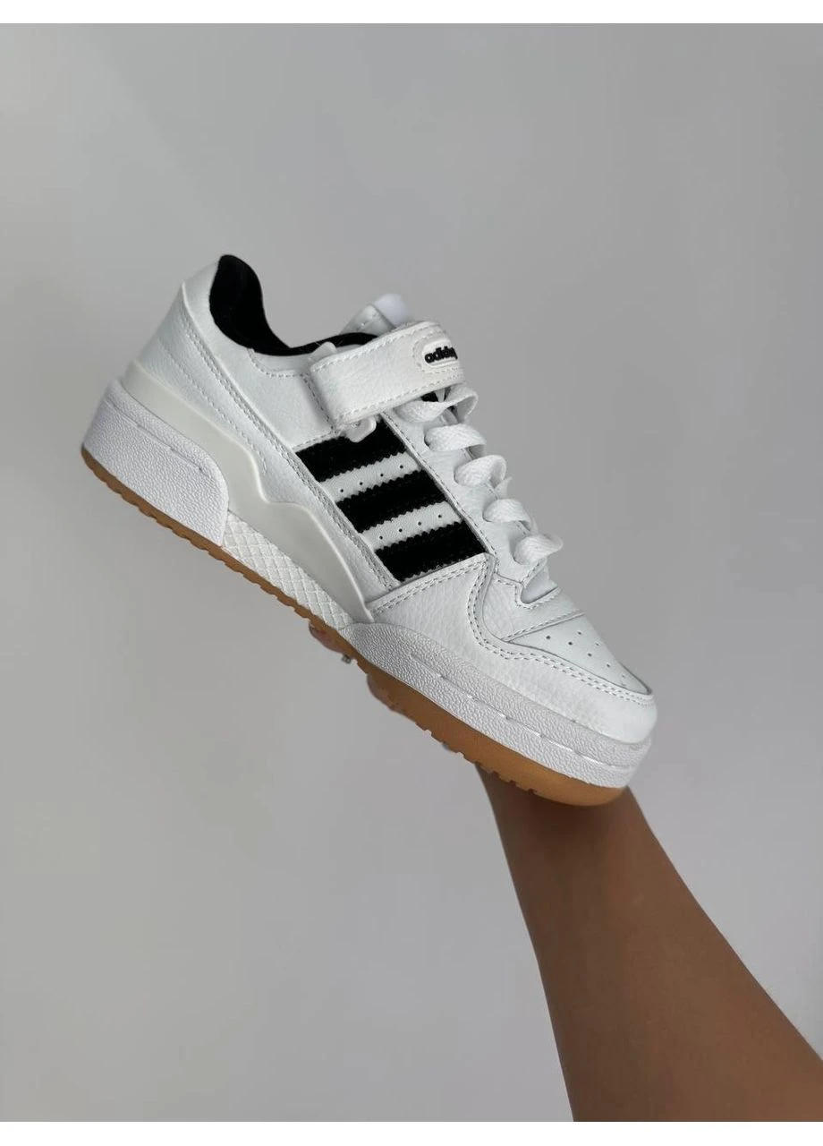 Белые демисезонные кроссовки мужские adidas forum white/black gum адидас форум белые No Brand