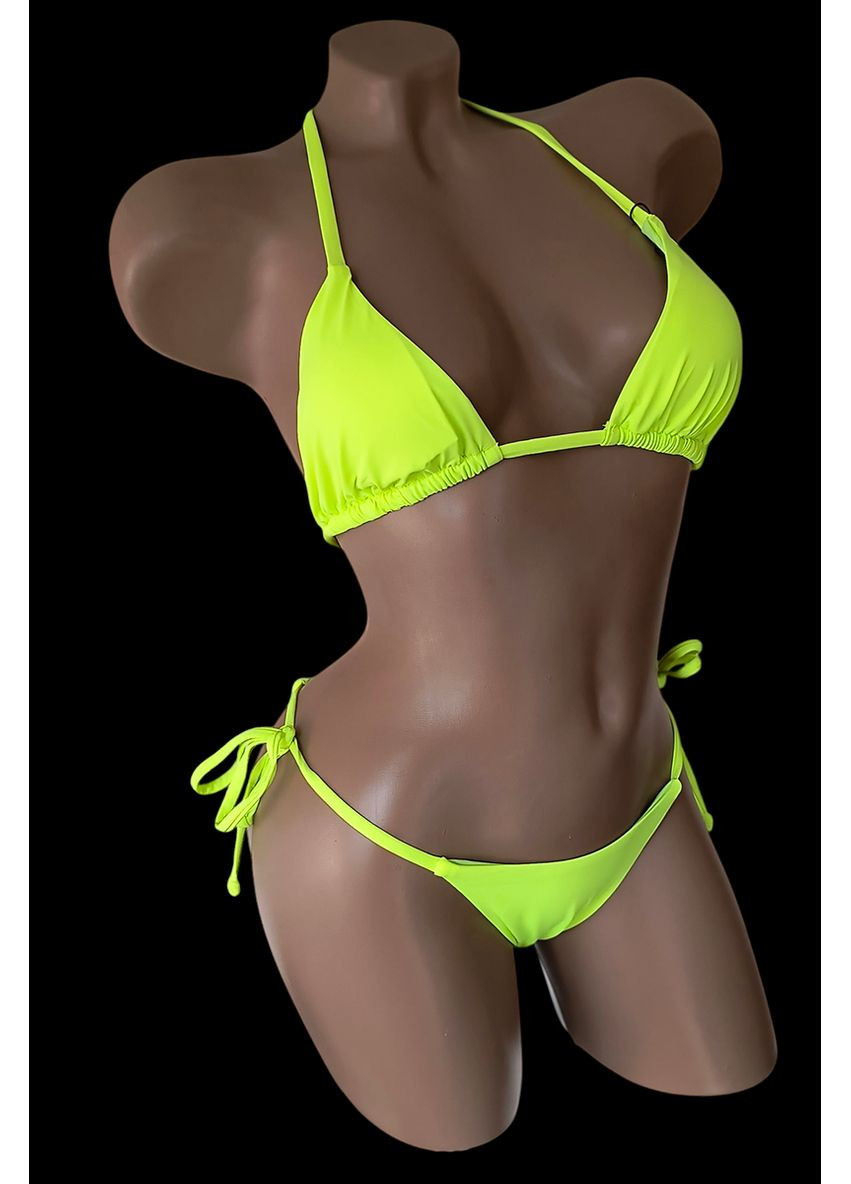 Желтый демисезонный женский купальник на завязках раздельный "шторка" бикини Polovi Шторка