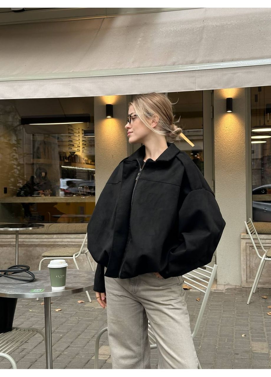 Чорна демісезонна куртка жіноча замшева Style Point