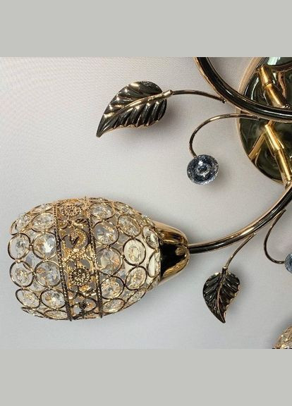 Люстра під стелю металева 5 плафонів із кришталем золото 50х25 см SVET (301346270)