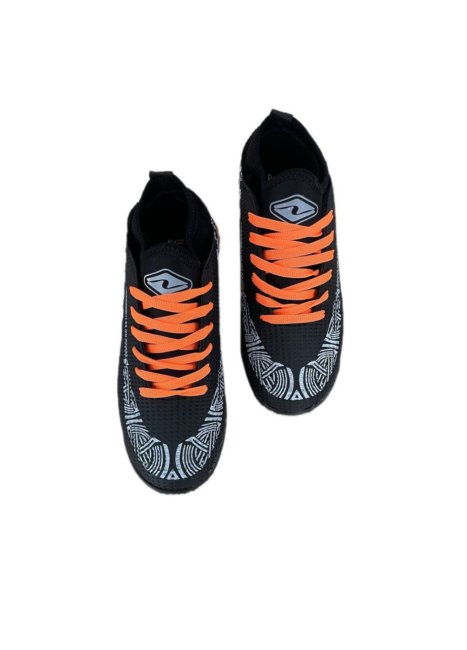Кольорові кросівки футзали хлоп. чорно-оранжевий штучна шкіра 2022-1 Lion