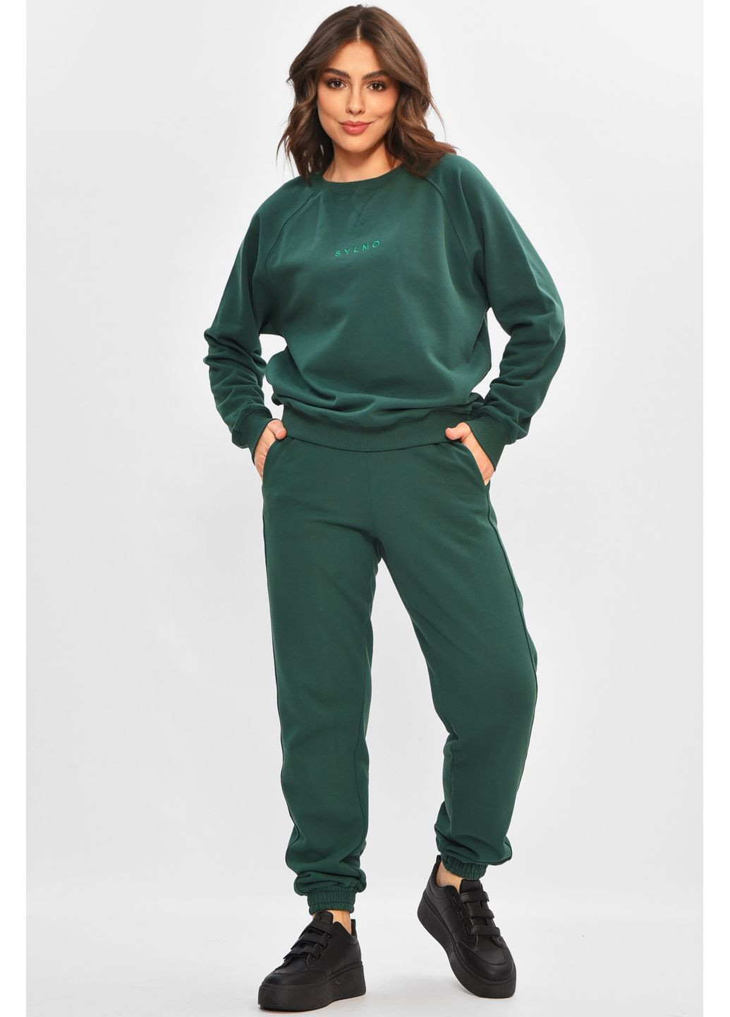 Спортивный костюм женский темно-зеленого цвета Let's Shop (362556216)