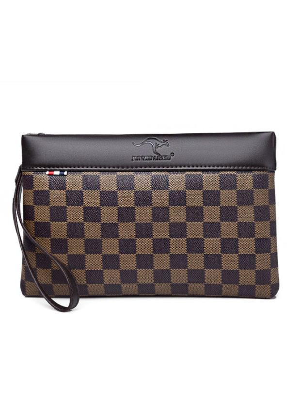 Чоловічий великий клатч барсетка Кенгуру карта, гаманець портмоне сумка на ремінці Коричневий No Brand (334730517)