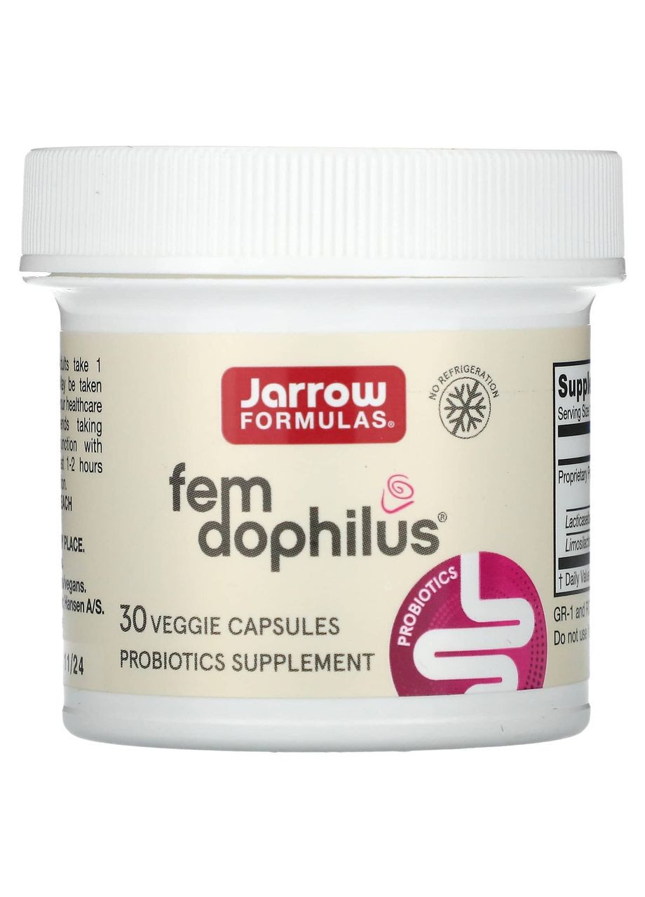 Пробіотики для жінок Fem Dophilus для здоров'я статевої системи 30 рослинних капсул Jarrow Formulas (268465933)