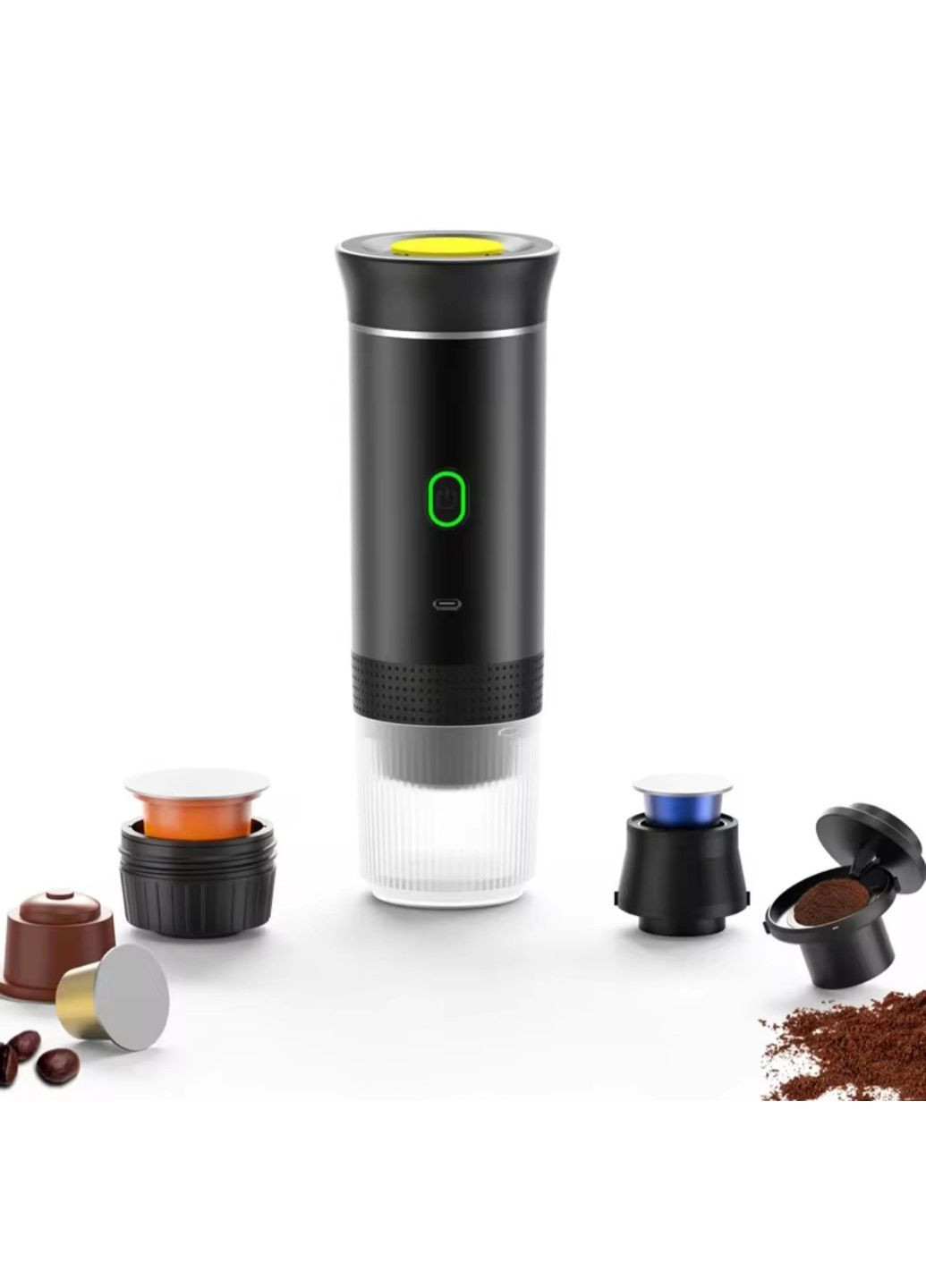 Портативна USB-кавоварка 3-в-1 для еспресо, капсул і меленої кави — компактна, бездротова, з підігрівом No Brand (348334873)