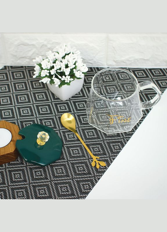 Сувенірний подарунковий набір A28 Dark Green чашка + ніжка подарунок дівчині 9 шт. Lesko (352011972)