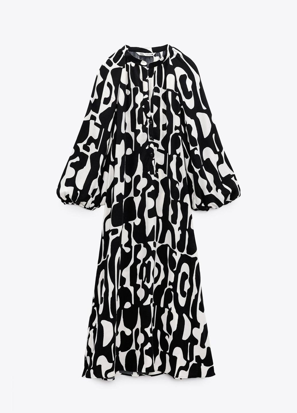 Чорно-білий сукня принт міді плаття віскоза вільний крій оверсайз Zara з абстрактним візерунком
