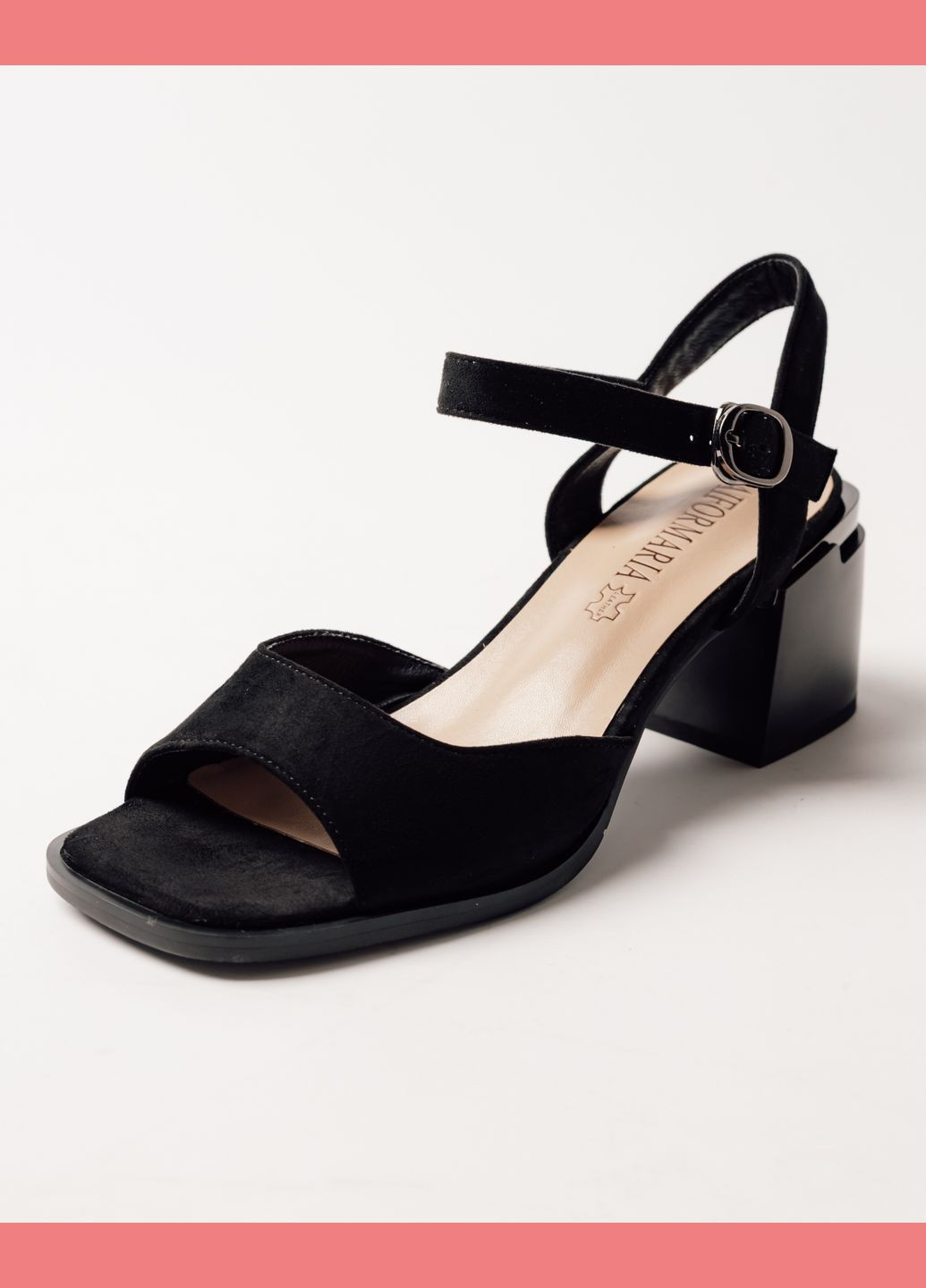 Черные босоножки на каблуке aifоrmaria черные кожа Aiformaria с ремешком