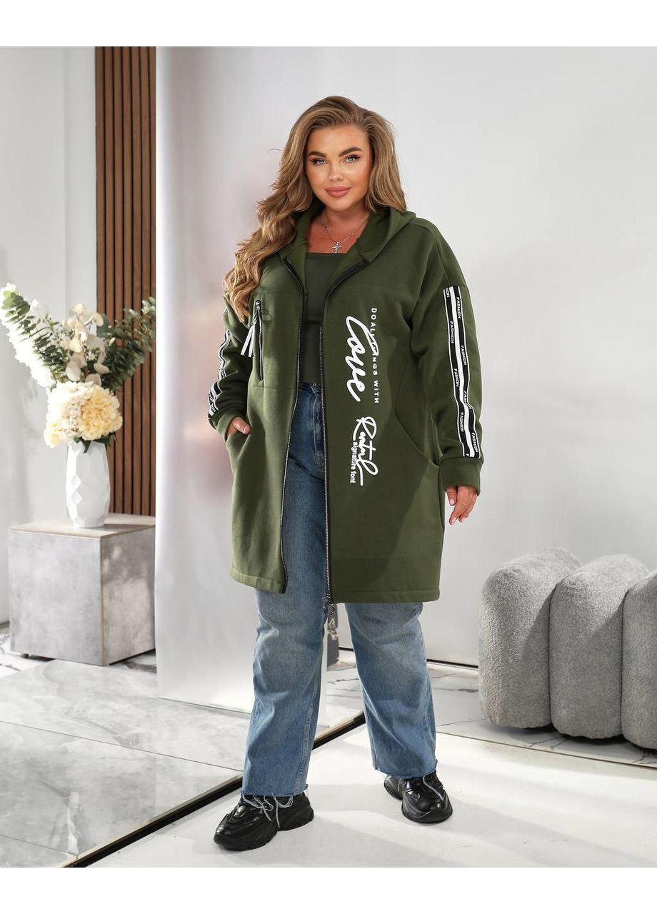 Оливковый (хаки) демисезонный кардиган DK/DL Мода без кордонів