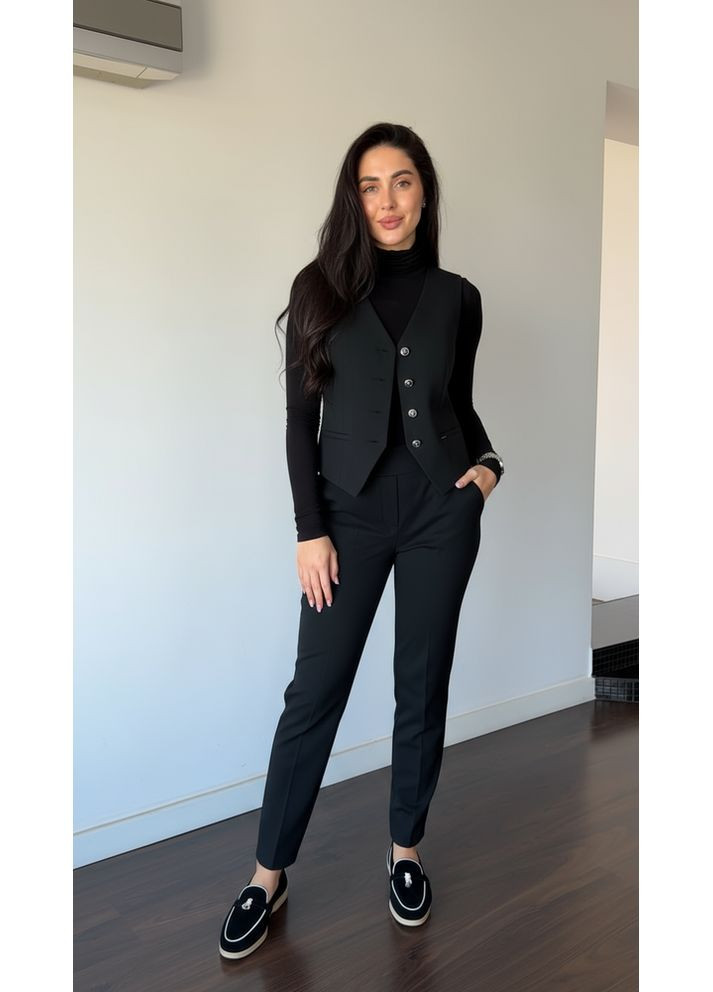 Женский жилет классический короткий чёрный J.LONDON MKJL909 J. London (365251298)