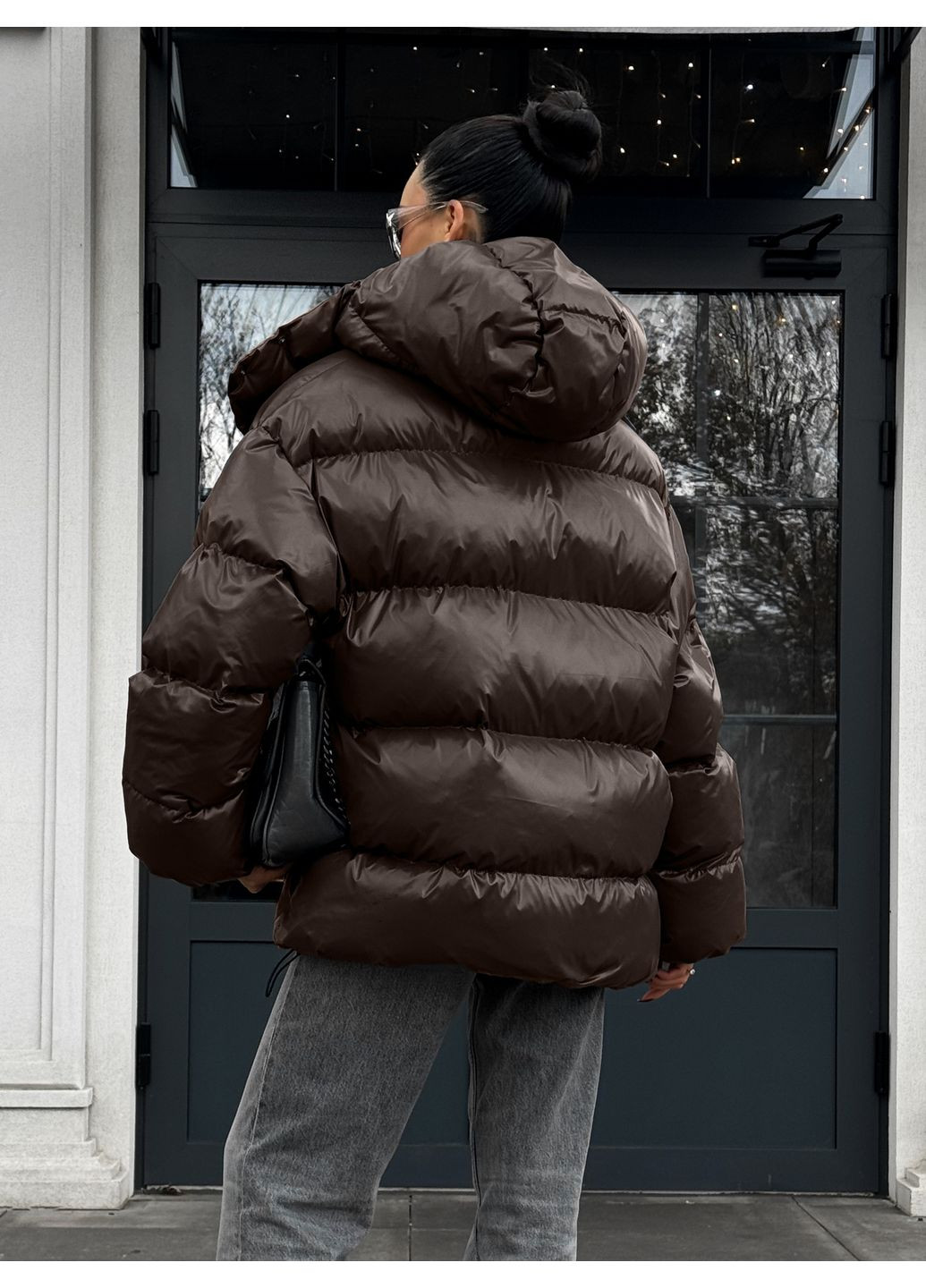 Темно-коричневий зимній Пуховик Jadone Fashion