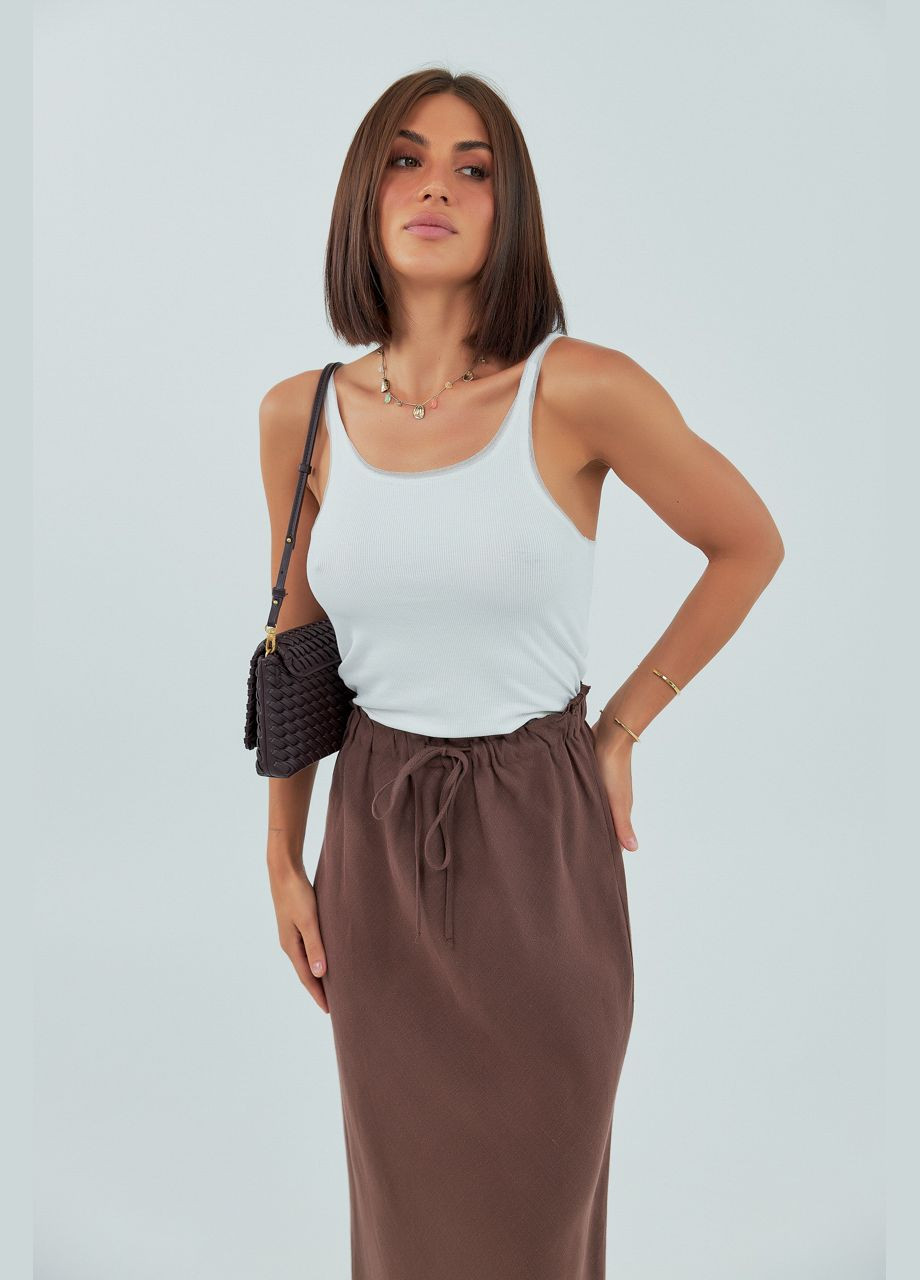 Майка в рубчик с сеточкой на бретелях Lurex — 339433465