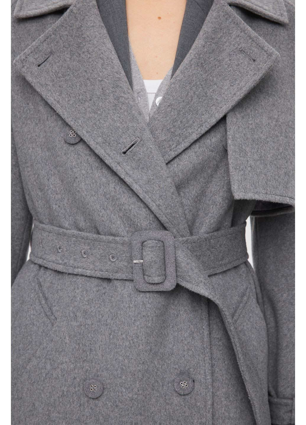Сіре демісезонне Пальто класичне, колір сірий Estro