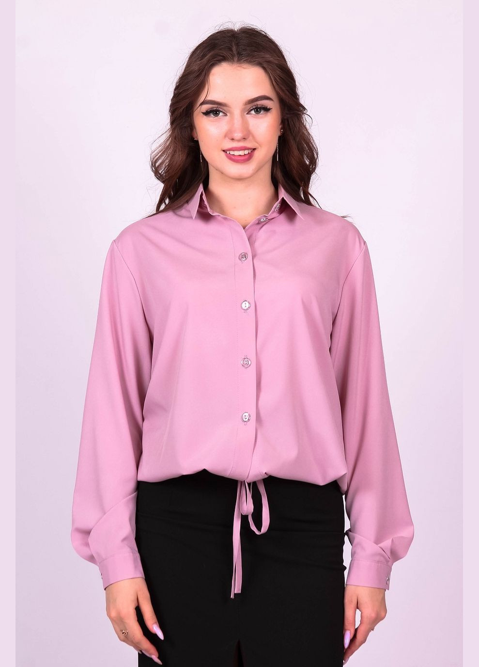 Розовая демисезонная блузка женская 057 однотонный софт розовая Актуаль