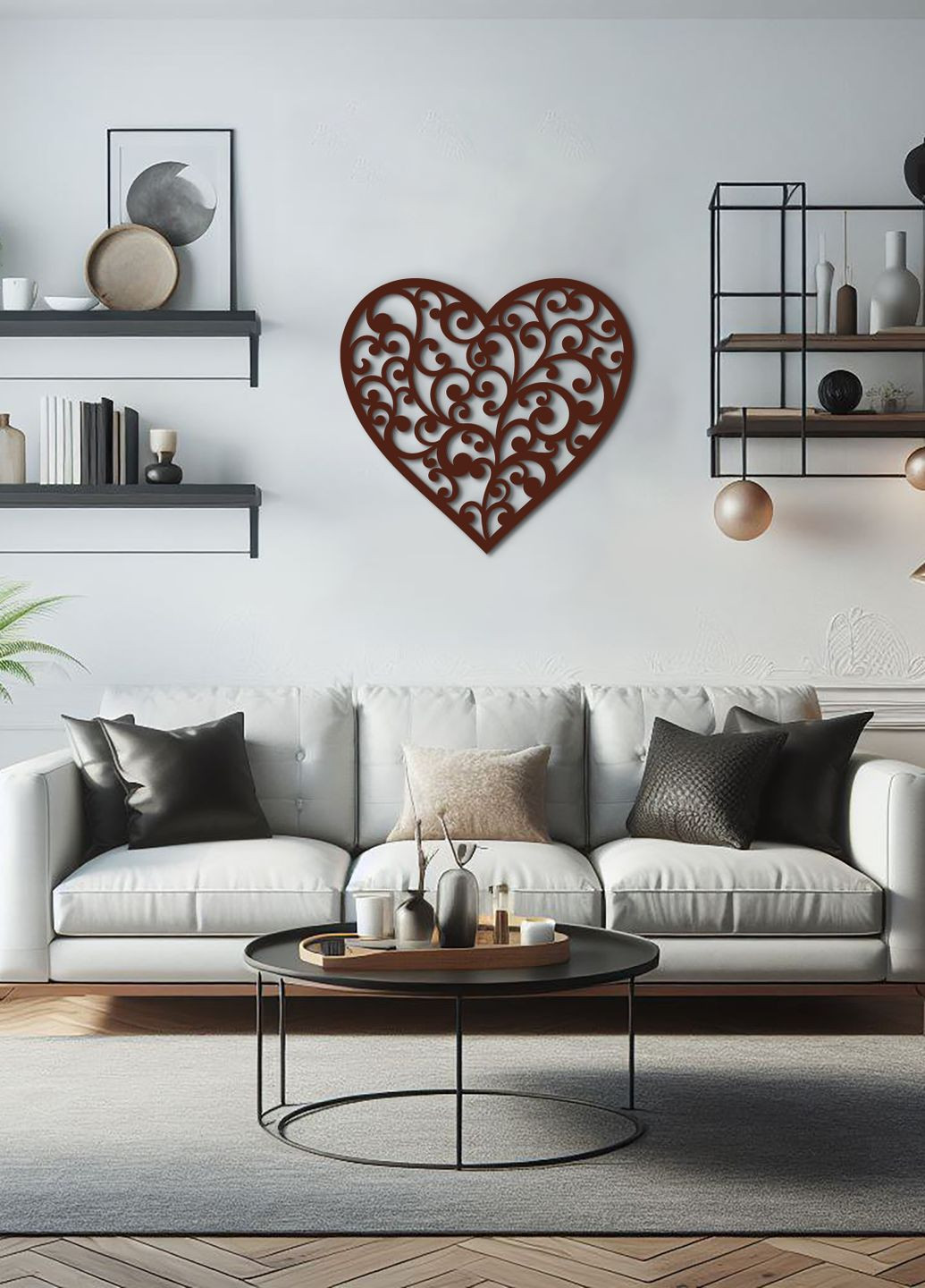 Декоративне панно з дерева, інтер'єрна картина на стіну "Любляче серце", оригінальний подарунок 70х75 см Woodyard (292112983)