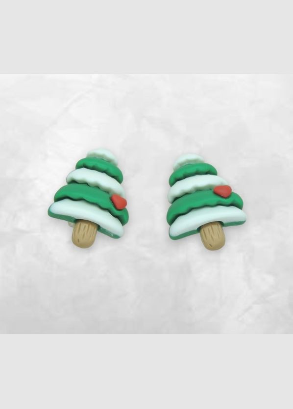 Сережки кліпси дитячі для вух без пробивання Новорічна святкова Ялинка Liresmina Jewelry (289844109)