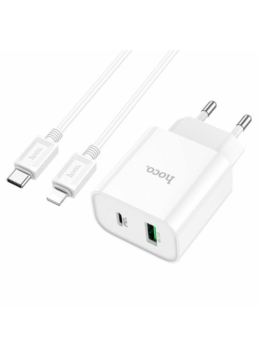 Блок для зарядки быстрой зарядки C80A Plus PD20W+QC3.0 с кабелем Lightning в комплекте Hoco (367724246)