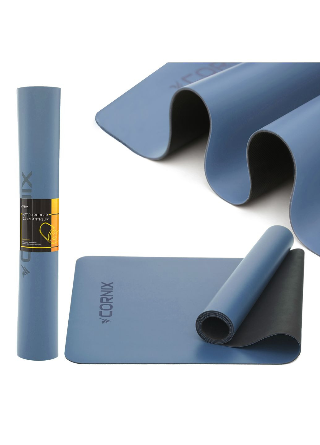 Коврик спортивный PU 183 x 68 x 0.4 см для йоги и фитнеса XR-0319 Blue Cornix (303723255)