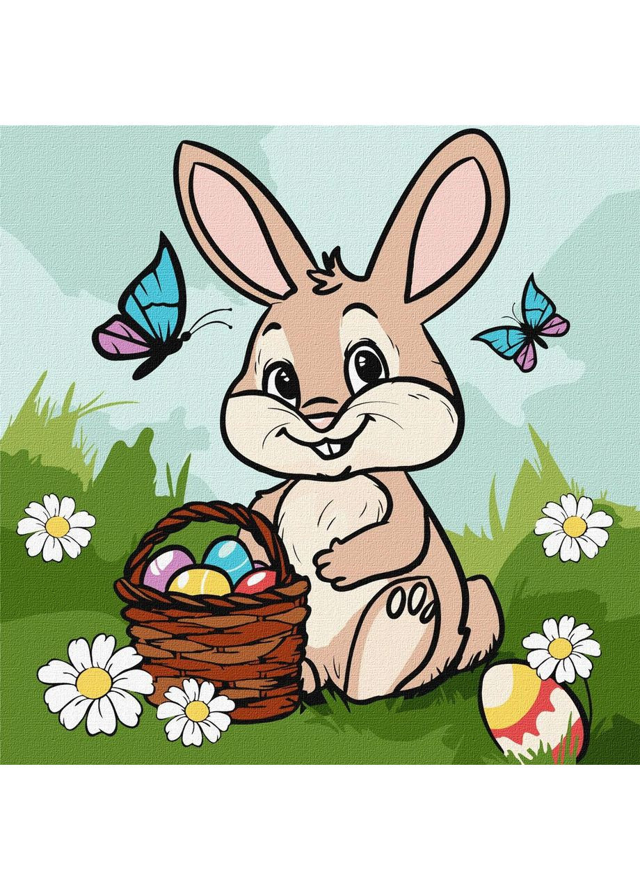 Картина за номерами Великодній кошик. Тварини 25*25 см KHO 6198 Ідейка (372653077)