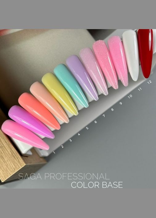 Цветная база для маникюра база для ногтей розовая с шимером Color Base №8 Saga (342376445)