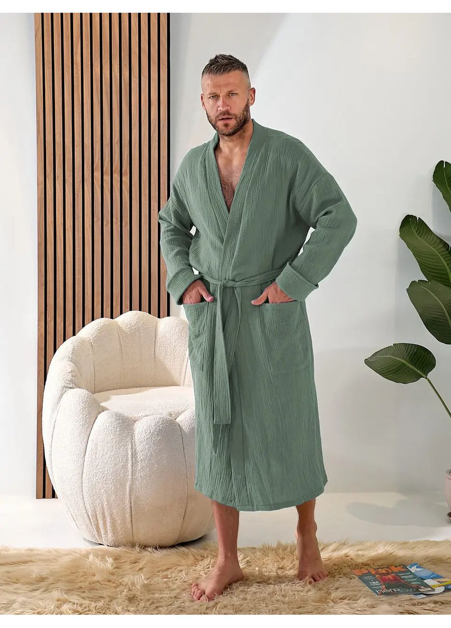 Халат чоловічий мусліновий, 100% бавовна, батальний No Brand халат (350887050)