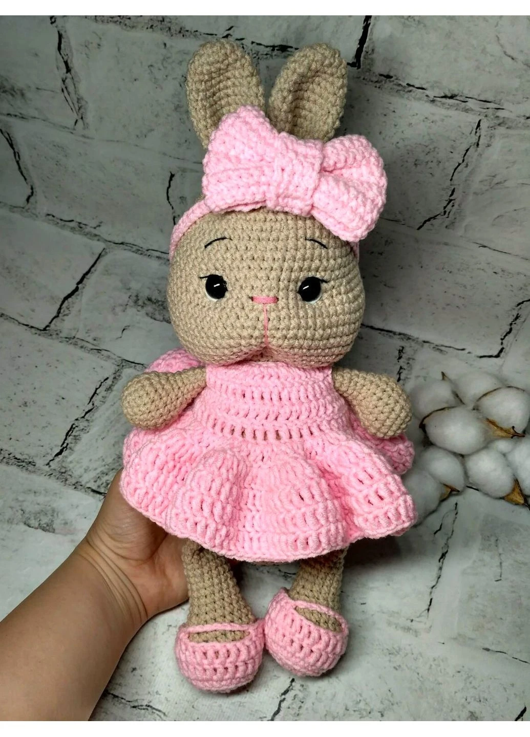 Мягкая игрушка вязаная ручной работы амигуруми Зайчик в платье Hand Made 30 cм No Brand (354781180)