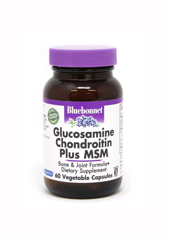 Препарат для суставов и связок Glucosamine Chondroitin plus MSM, 60 вегакапсул Bluebonnet Nutrition (334704262)