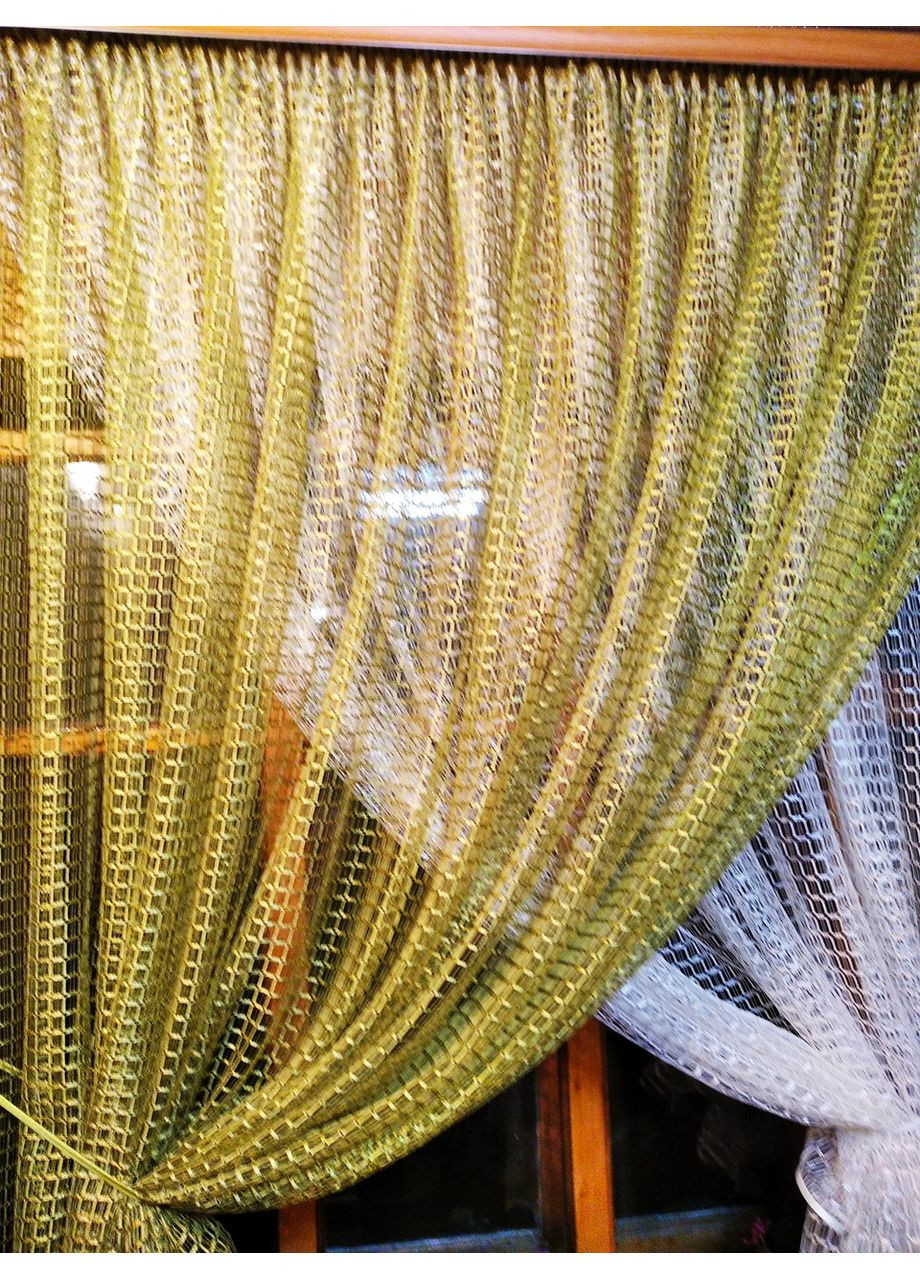 Кухонная занавеска Дина оливковый и молочка No Brand (372134088)