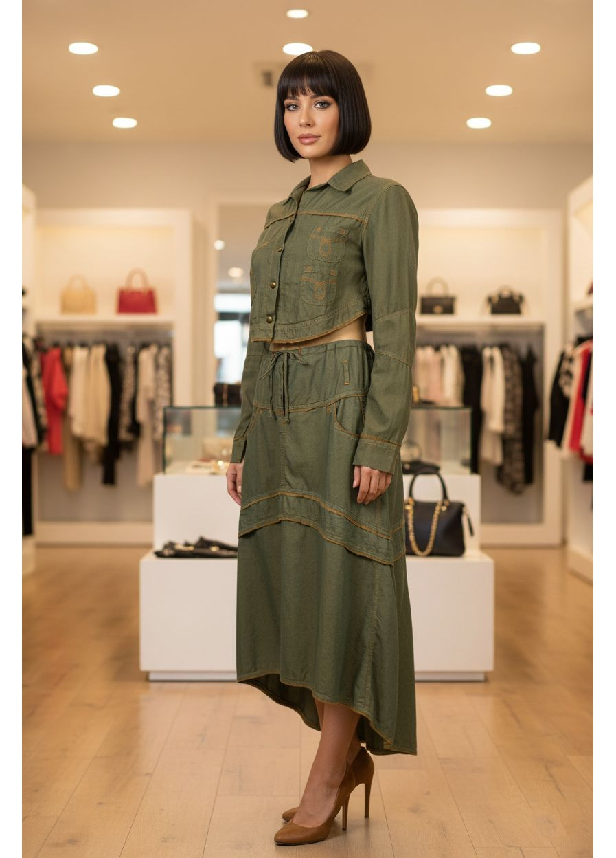 Женский летний костюм двойка Италия BO-12 Оливковый Bande Originale (363261546)