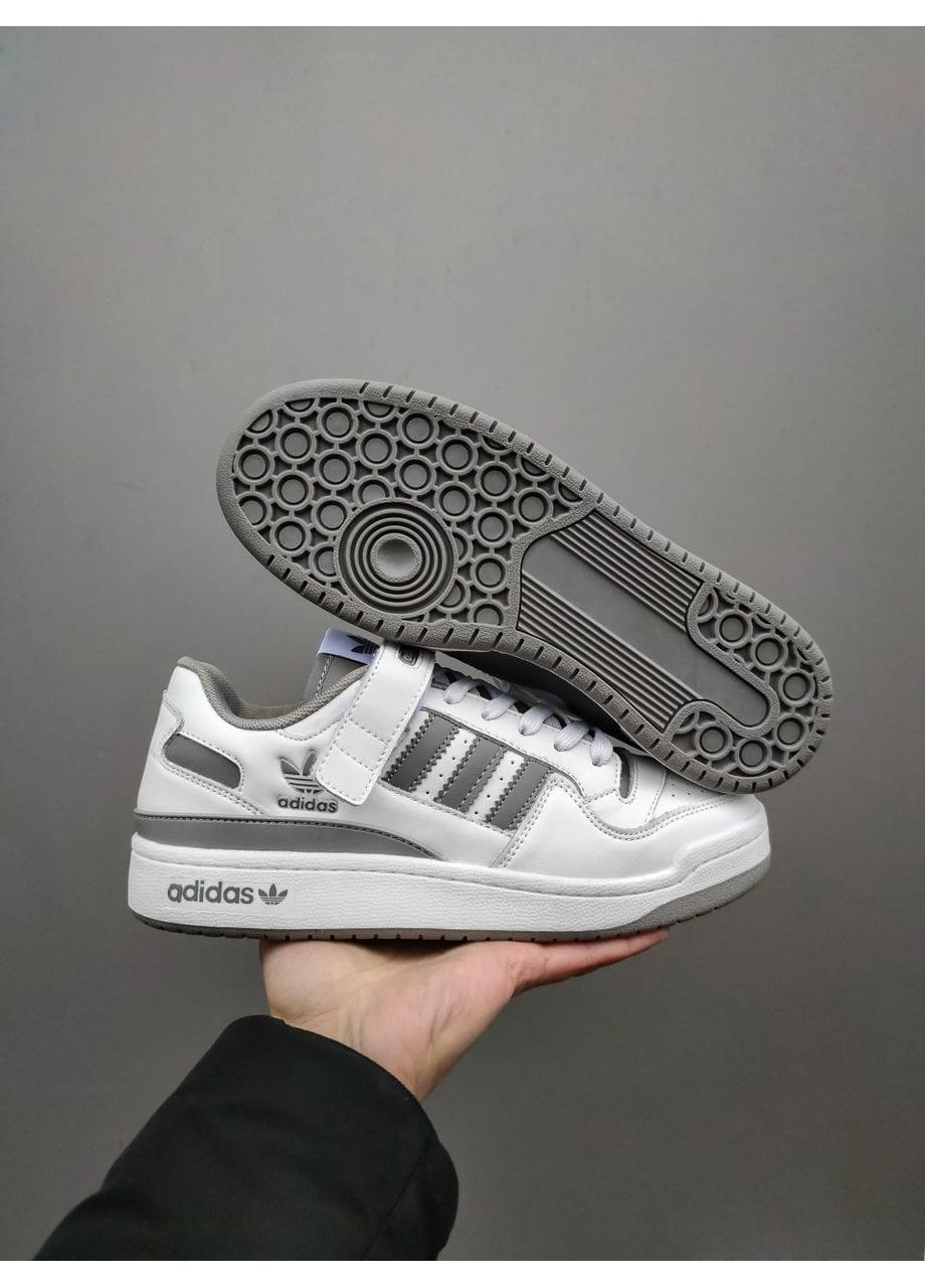 Серые демисезонные кроссовки мужские adidas forum refined white grey адидас форум No Brand