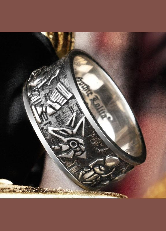 Мужское кольцо египетское Анубис Египетский Бог «страж весов» Волк и жнец Шакал Анубис скарабей р регулируемый Fashion Jewelry (285110592)