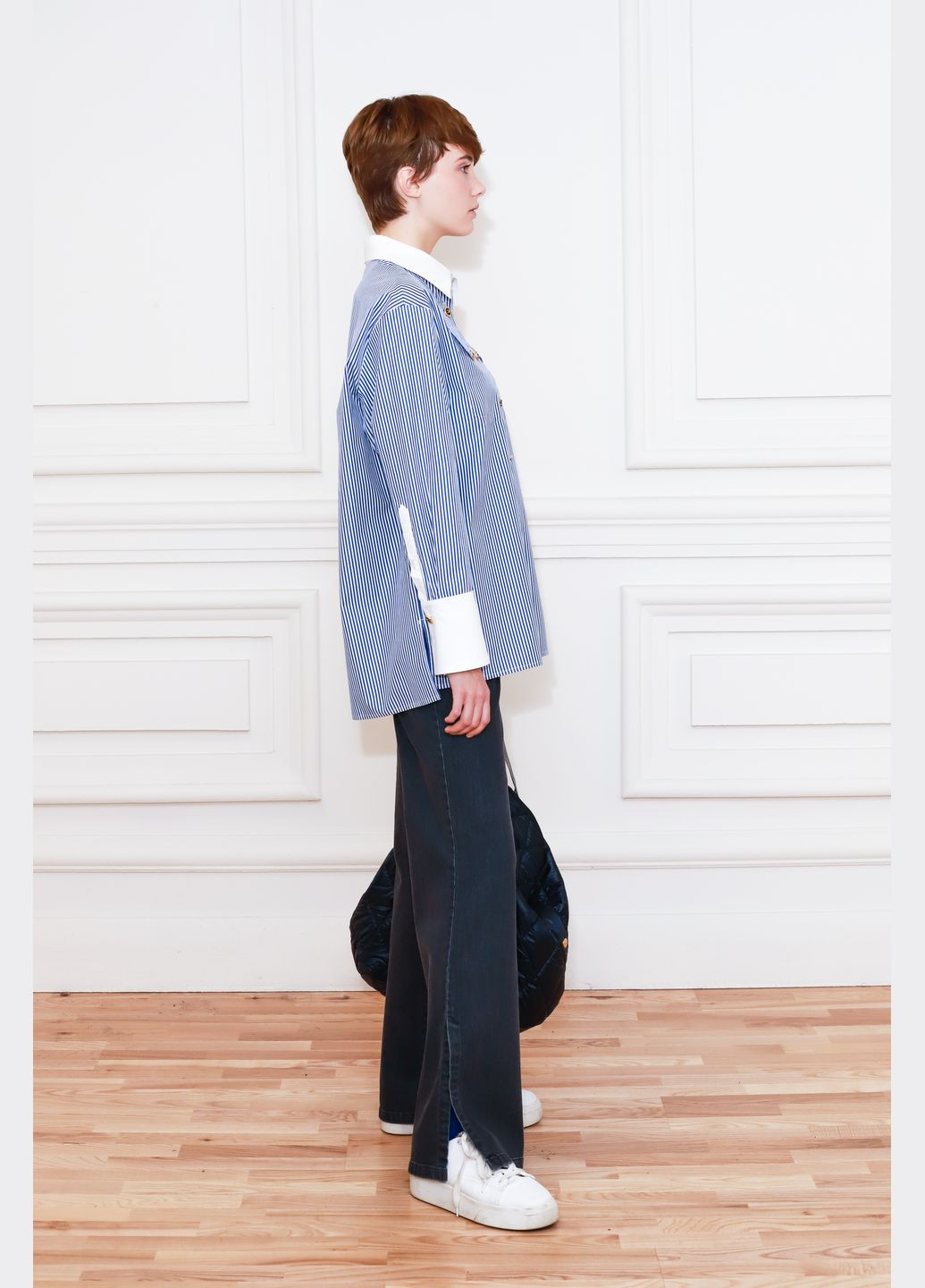 Синяя классическая, повседневный рубашка Dolcedonna с длинным рукавом