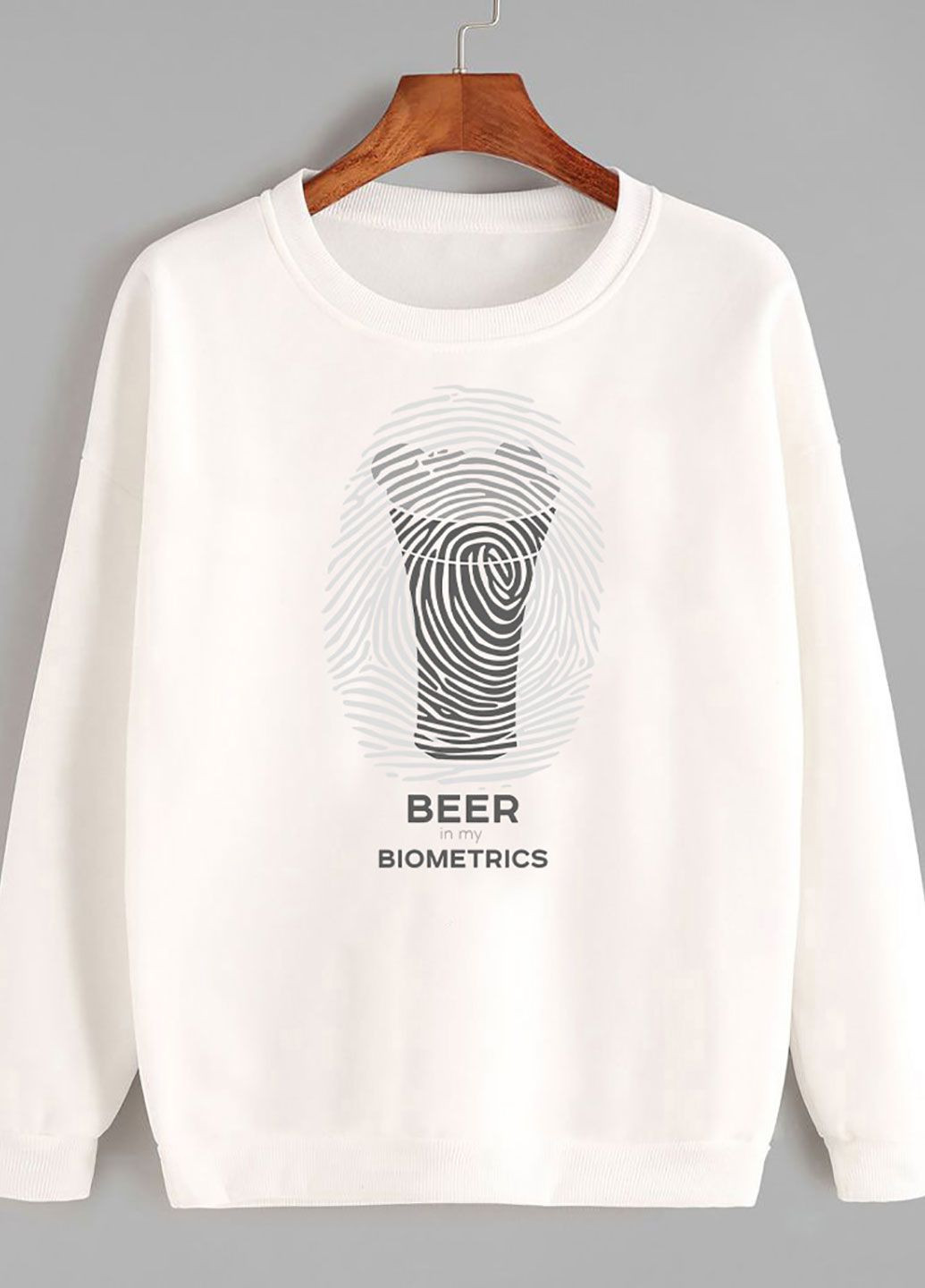 Свитшот мужской белый Beer biometrics Love&Live - крой рисунок белый - (285737114)