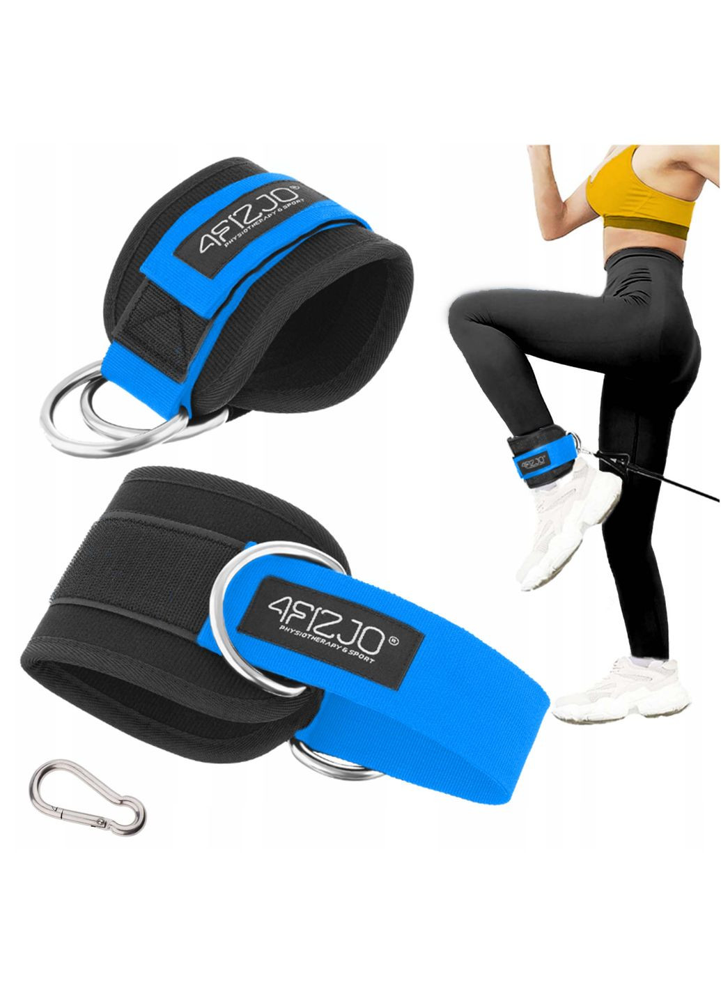 Манжеты для тяги Ankle Strap 2шт Black/Blue (P-5907739314833) 4FIZJO (304252715)