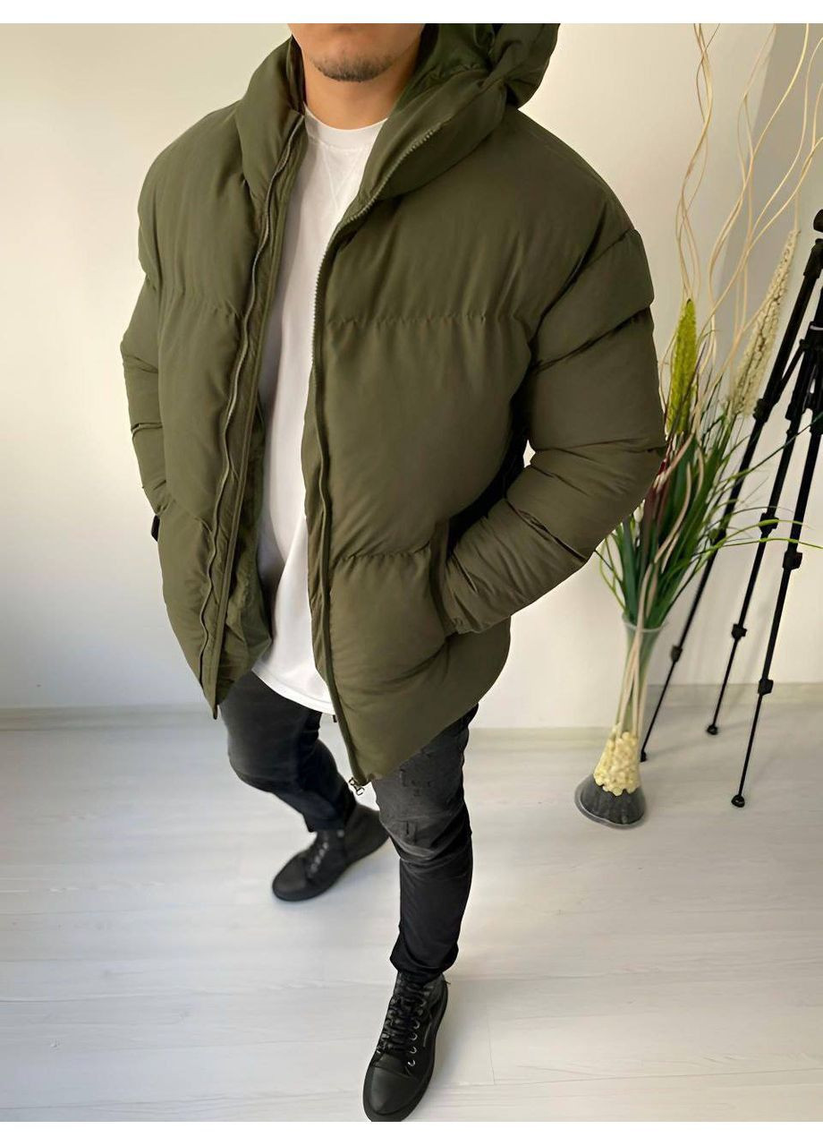 Оливковая (хаки) зимняя мужская зимняя куртка No Brand