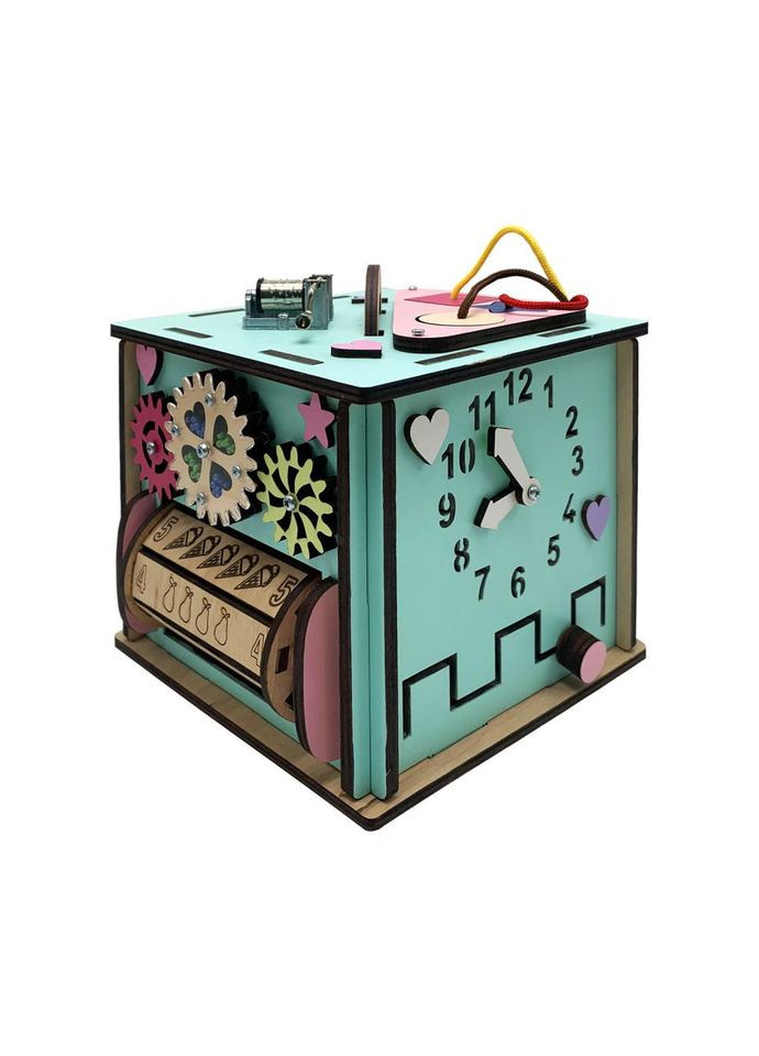 Развивающая игрушка Бизикуб Temple Group TG286478 15х15х15 см Бирюзовый No Brand (330607879)