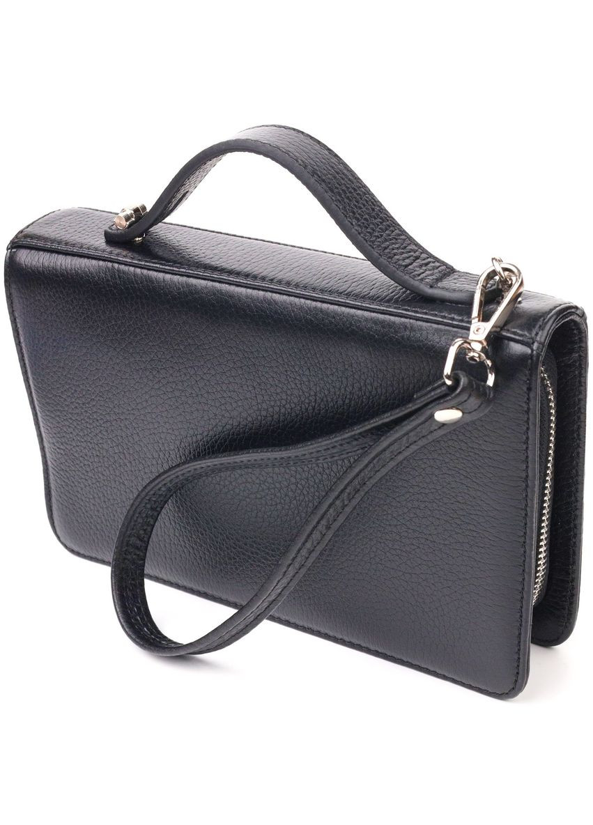 Оригинальная мужская барсетка на два отделения из натуральной зернистой кожи 21567 Черная Canpellini (366881000)