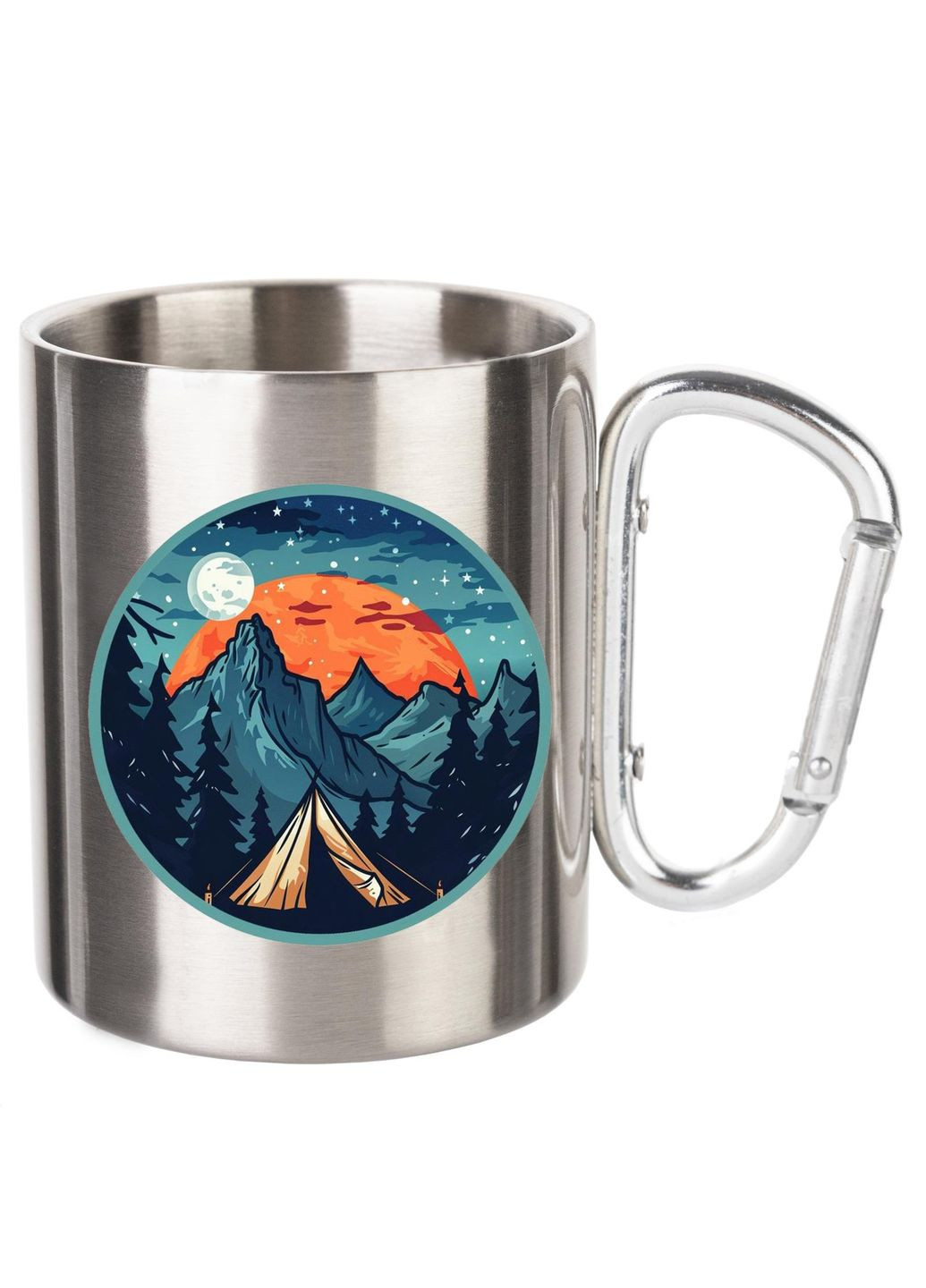 Кружка металева з карабіном (silver) туристична 300 мл #0006 silver No Brand (316120570)