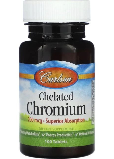 Хром хелат Carlson Chelated Chromium 200 мкг 100 таб Carlson Labs (359473652)