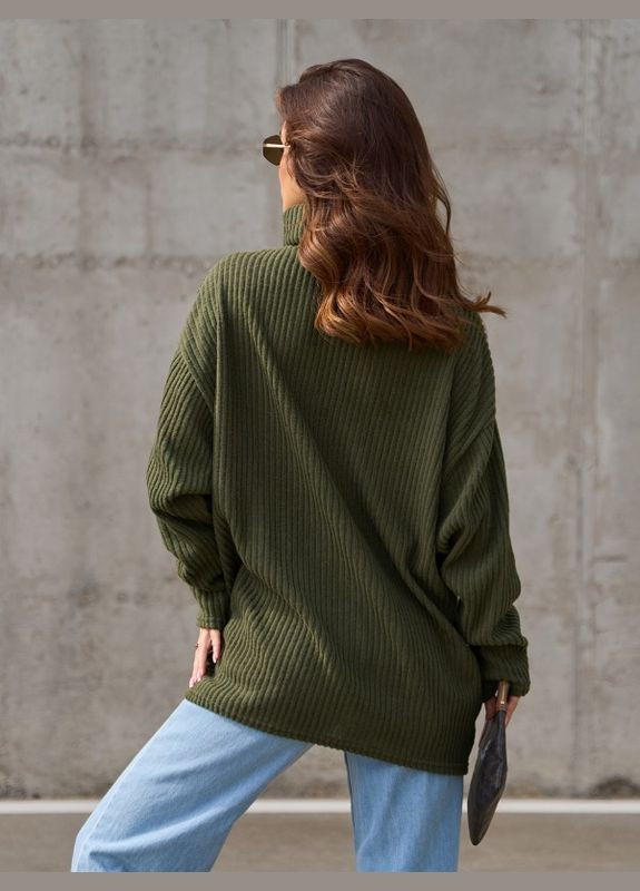 Оливковый (хаки) демисезонный свитер 13763 хаки ISSA PLUS