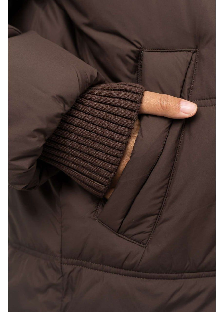 Коричневая зимняя женская куртка больших размеров Jeannie