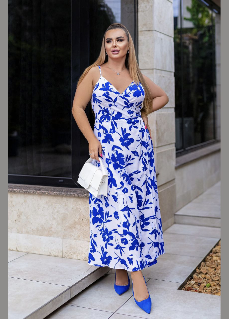 Синя літня довга сукня на запах Fashion Girl