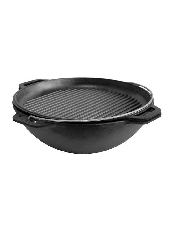 Котел азіатський чавунний з кришкою-сковородою гриль 12 л Азія ТМ Brizoll (304641475)