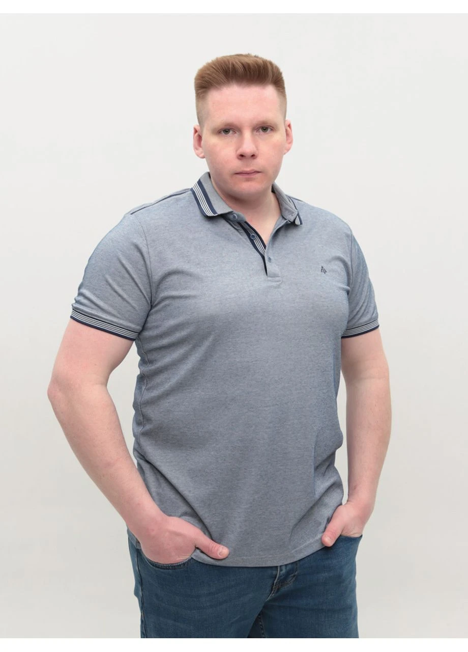 Синяя футболка-поло мужское синее короткий тонкий рукав для мужчин MarcoStar однотонная