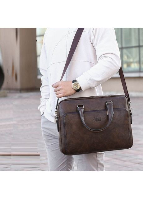 Мужской деловой портфель для документов А4 из экокожи сумка для планшета и ноутбука с плечевым ремнем Jeep (363135699)