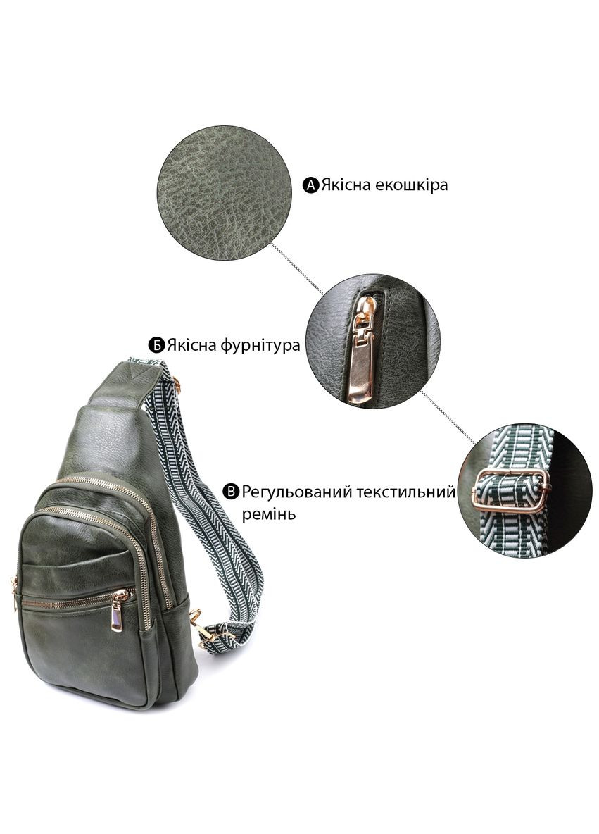 Зручна жіноча сумка через плече з екошкіри з регульованим ремінцем Vintage зелена (sku_22756) No Brand (329853073)
