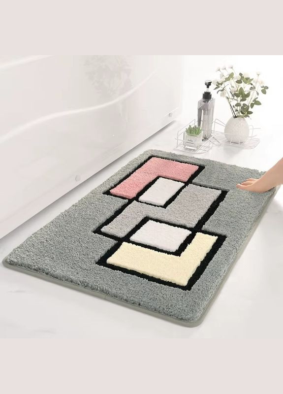 Коврик для ванной и душа коврик для ног в ванную комнату, микрофибра, антискользящий 40х60 см, серый с узором. No Brand (337341998)
